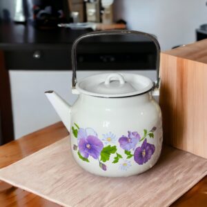 لعابی کتری 3.5 لیتری تک سفید گل بنفش