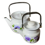 لعابی کتری 2.5 با قوری 1.1 سفید گل بنفش