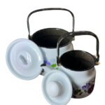 لعابی کتری 2.5 با قوری 1.1 سفید گل بنفش