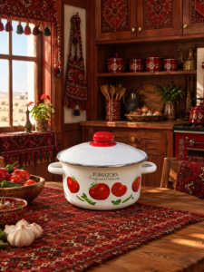 لعابی قابلمه 3 لیتری طرح گوجه